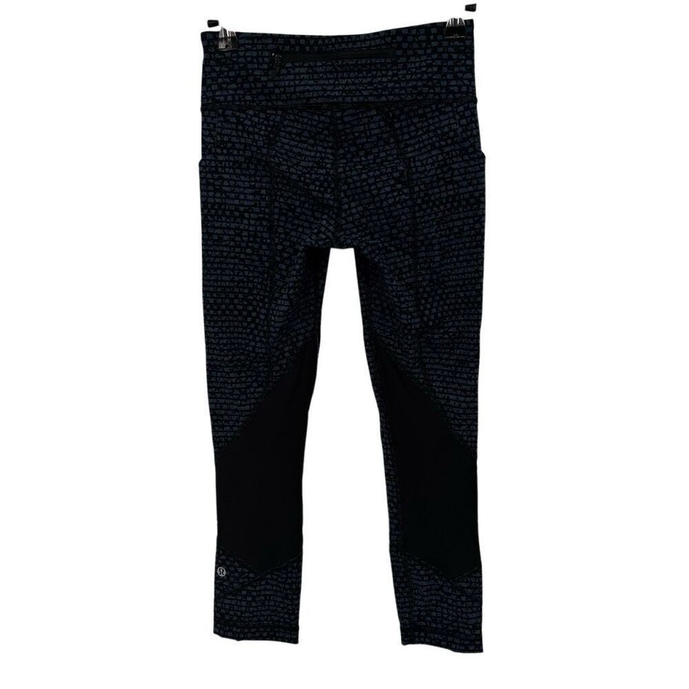 Lululemon Pace Rival Crop 19" Leggings Shatter Weave Teal Lake / Black Size‎ 2 - Picture 11 of 14